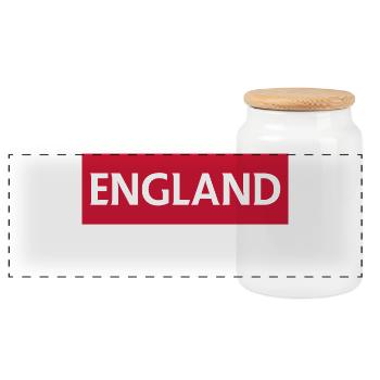 English pennants with Telford text - Panoramic Cookie Jar with Wooden Lid - white - Front