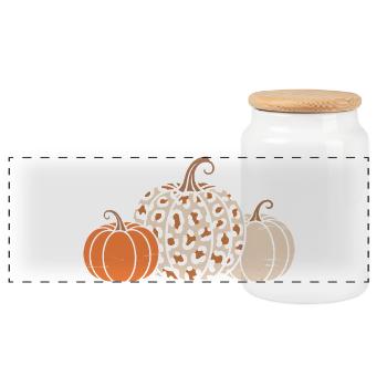Citrouilles pour Halloween - Boîte à biscuits avec couvercle en bois - blanc - Devant