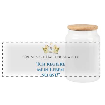 Je règne sur ma propre couronne de vie - Boîte à biscuits avec couvercle en bois - blanc - Devant