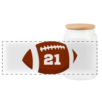 Rugby Number 21 - 21st Rugby Anniversary - Panoramic Cookie Jar with Wooden Lid - white - Front