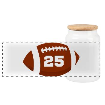 Rugby Number 25 - 25th Rugby Anniversary - Panoramic Cookie Jar with Wooden Lid - white - Front