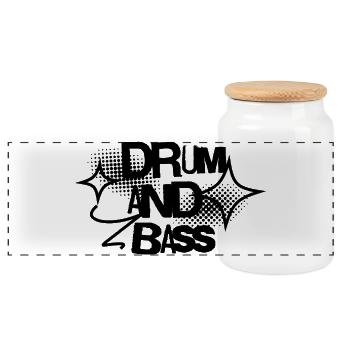 Drum and Bass Psychedelic Ink Swirl Design - Boîte à biscuits avec couvercle en bois - blanc - Devant