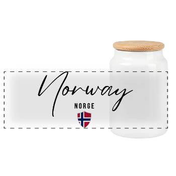 Elegantes Design Norwegen, norwegischer Stolz - Panorama Keksdose mit Holzdeckel - Weiß - Vorne