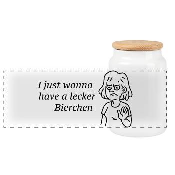 Lecker Bierchen Shirt - Panorama Keksdose mit Holzdeckel - Weiß - Vorne