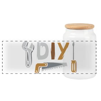 DIY Tool Design for Home Improvement - Panoramic Cookie Jar with Wooden Lid - white - Front