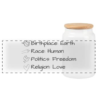 One Earth. One Humanity. One Love. - Panoramic Cookie Jar with Wooden Lid - white - Front
