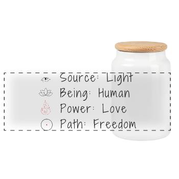 The Way of Being Human - Love as a True Power - Panoramic Cookie Jar with Wooden Lid - white - Front