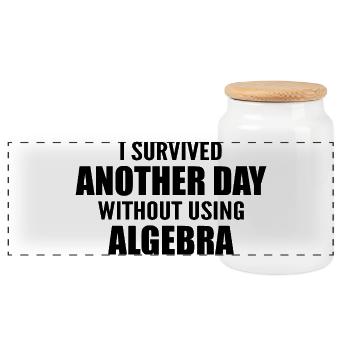 Ich habe heute überlebt, ohne Algebra zu machen - Panorama Keksdose mit Holzdeckel - Weiß - Vorne