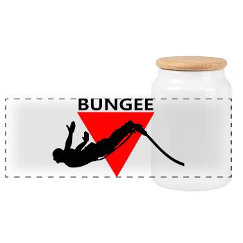 Bungee jumping - Panoramic Cookie Jar with Wooden Lid - white - Front