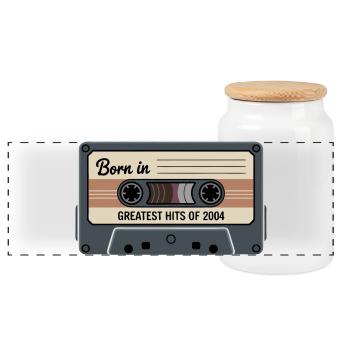 Born in 2004 Greatest Hits Retro Tape - Panorama Keksdose mit Holzdeckel - Weiß - Vorne