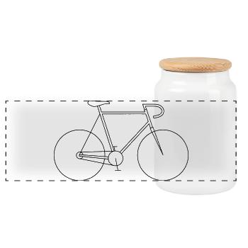 Silhouette de vélo : design minimaliste pour cyclistes - Boîte à biscuits avec couvercle en bois - blanc - Devant