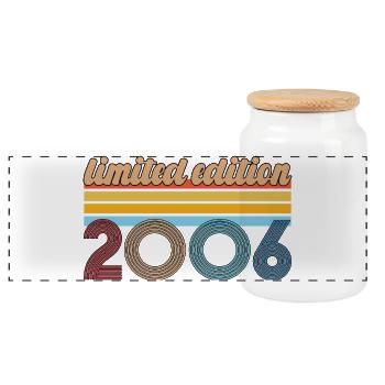 Vintage Birthday 2006 Retro Gift Born In 2006 - Panoramic Cookie Jar with Wooden Lid - white - Front