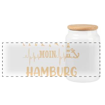 Norddeich MOIN Mer des Wadden Vacances en mer du Nord - Boîte à biscuits avec couvercle en bois - blanc - Devant