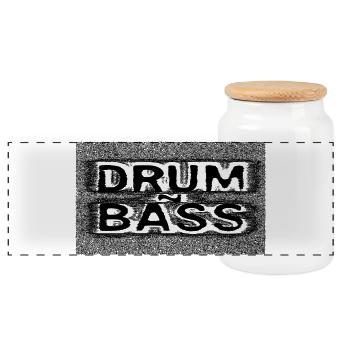 Drum and Bass -  Blurred - Panorama Keksdose mit Holzdeckel - Weiß - Vorne