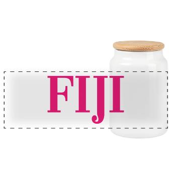 Fiji - Fiji - Islands - Pacific - South Seas - Panoramic Cookie Jar with Wooden Lid - white - Front