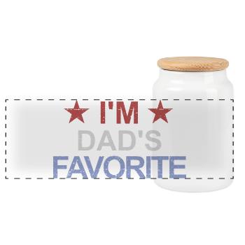Favorite child I'm dad's favorite dad's darling dad's darling - Panoramic Cookie Jar with Wooden Lid - white - Front