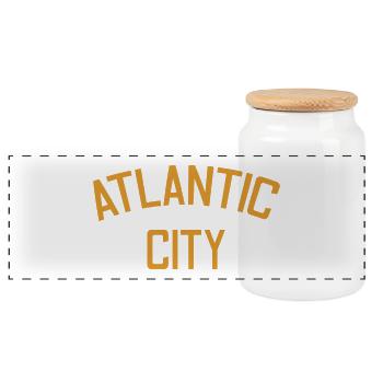 Atlantic City - Est. 1854 - New Jersey - USA - Panorama Keksdose mit Holzdeckel - Weiß - Vorne