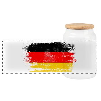 Deutschland - Adler Wappen Respekt Geschenk - Panorama Keksdose mit Holzdeckel - Weiß - Vorne