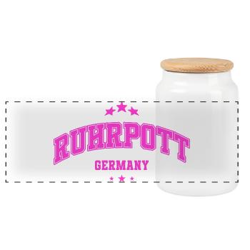 Ruhrpott Neon Look Streetwear Deutschland - Panorama Keksdose mit Holzdeckel - Weiß - Vorne