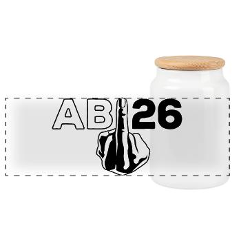 ABI 2026 Mittelfinger Abitur - Geschenk - Panorama Keksdose mit Holzdeckel - Weiß - Vorne