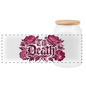 Till Death Florale Gothic | Valentine's Day - Panoramic Cookie Jar with Wooden Lid - white - Front