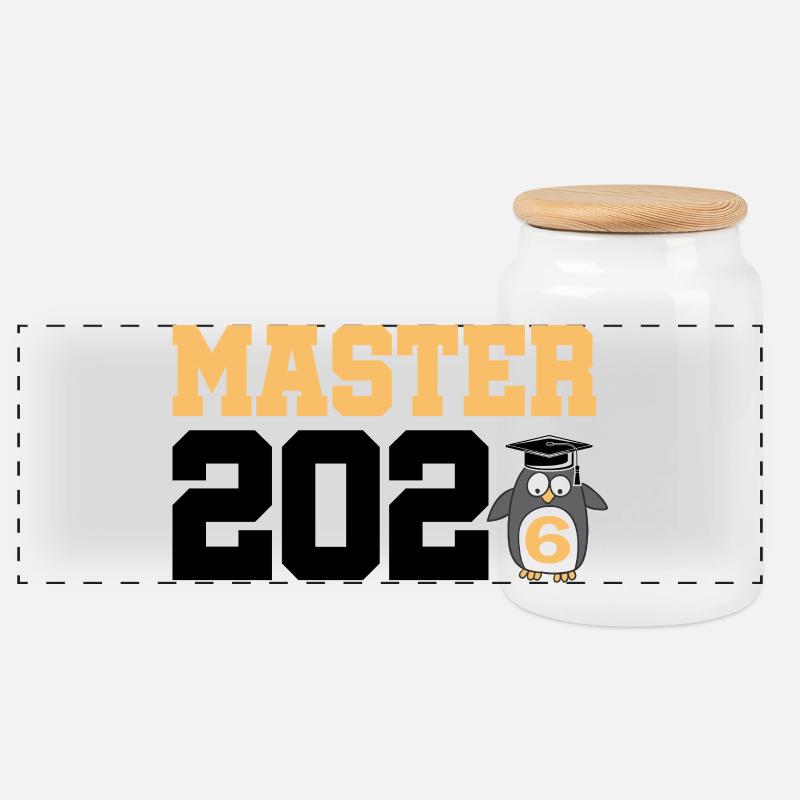 Master 2026 Graduation Graduation - Panoramic Cookie Jar with Wooden Lid - white