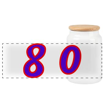 80. 80 JAHRE. 80. JUBILÄUM. 80-JAHRES-JUBILÄUM. - Panorama Keksdose mit Holzdeckel - Weiß - Vorne