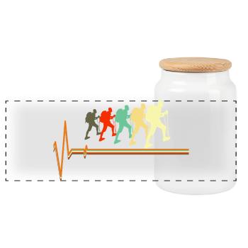 Silhouette Pulsation de Battement de Cœur pour Randonnée Rétro - Boîte à biscuits avec couvercle en bois - blanc - Devant