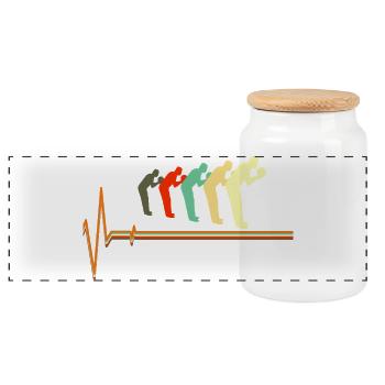 Bowling Heartbeat Pulse Retro Lifeline - Panorama Keksdose mit Holzdeckel - Weiß - Vorne