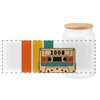 2008 Birthday 2008 Born In 2008 Birthday - Panoramic Cookie Jar with Wooden Lid - white - Front
