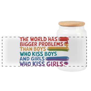 Le monde a des problèmes plus importants - Déclaration LGBTQ - Boîte à biscuits avec couvercle en bois - blanc - Devant