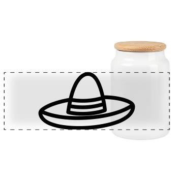 Mexican Hat - Panoramic Cookie Jar with Wooden Lid - white - Front