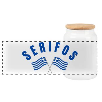 Drapeaux grecs de Serifos - Boîte à biscuits avec couvercle en bois - blanc - Devant
