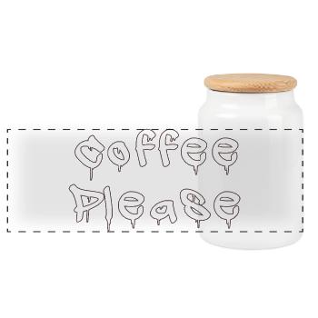 COFFEE_PLEASE - Panorama Keksdose mit Holzdeckel - Weiß - Vorne