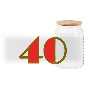 40. 40 YEARS. 40th ANNIVERSARY. 40 YEARS ANNIVERSARY. - Panoramic Cookie Jar with Wooden Lid - white - Front