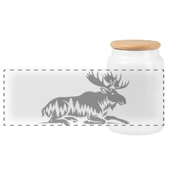 Elk - Panoramic Cookie Jar with Wooden Lid - white - Front