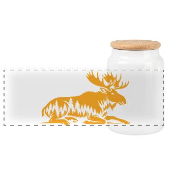 Elk - Panoramic Cookie Jar with Wooden Lid - white - Front