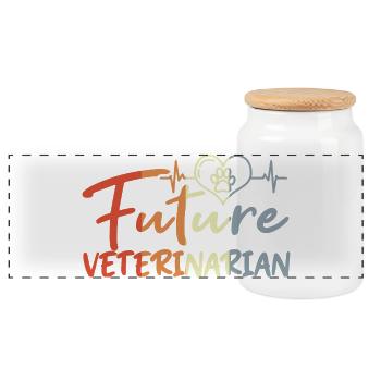 Future veterinarian - Panoramic Cookie Jar with Wooden Lid - white - Front