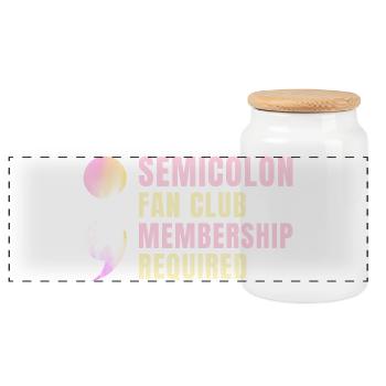 Semicolon Suicide Prevention Fan Club Semi Colon - Panoramic Cookie Jar with Wooden Lid - white - Front