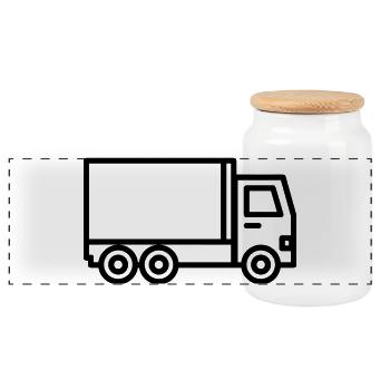 truck - Panoramic Cookie Jar with Wooden Lid - white - Front