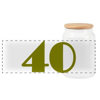 40. 40 YEARS. 40th ANNIVERSARY. 40 YEARS ANNIVERSARY. - Panoramic Cookie Jar with Wooden Lid - white - Front