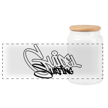 Surfing Graffiti Black - Panoramic Cookie Jar with Wooden Lid - white - Front