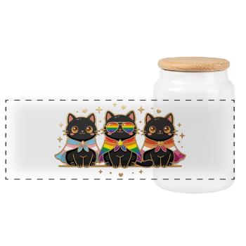 LGBTQ-Pride-Monat – Rainbow Cats - Panorama Keksdose mit Holzdeckel - Weiß - Vorne