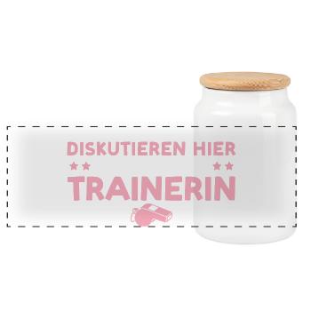 Trainerin Nicht zum diskutieren hier Coaching - Panorama Keksdose mit Holzdeckel - Weiß - Vorne