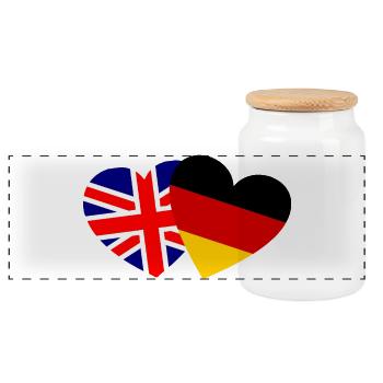 Heart UK Germany Friendship - Panoramic Cookie Jar with Wooden Lid - white - Front