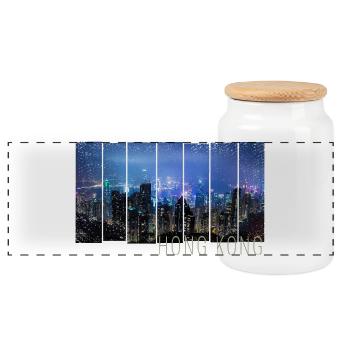 Hongkong Island mit Skyline Panorama Souvenir - Panorama Keksdose mit Holzdeckel - Weiß - Vorne