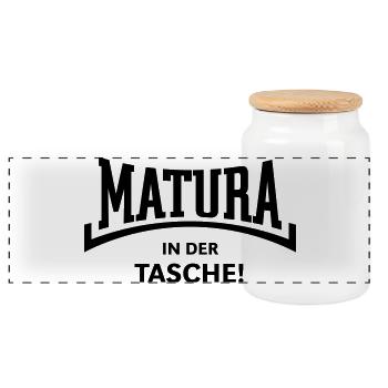 Matura – In Der Tasche! (Maturant Konkav / Black) - Panorama Keksdose mit Holzdeckel - Weiß - Vorne