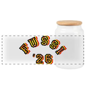 Fussi Fussball - Panorama Keksdose mit Holzdeckel - Weiß - Vorne