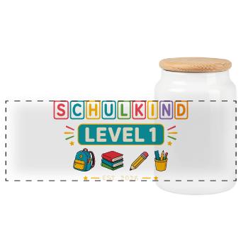 Inscription scolaire de niveau 1 pour enfants scolaires 2026 - Boîte à biscuits avec couvercle en bois - blanc - Devant
