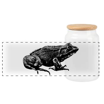 Graphique d’une vraie grenouille de profil - Boîte à biscuits avec couvercle en bois - blanc - Devant